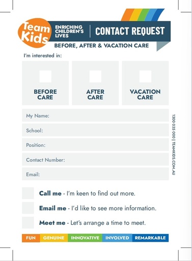 [TK-8959] A5 Notepads TK Contact Request Forms - 200 sheets